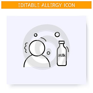 Milk allergy line icon. Editable illustration