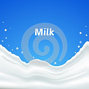 Milk background with inscription. Vector illustration.