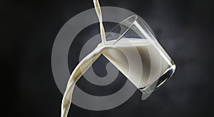 Milk being poured into a glass
