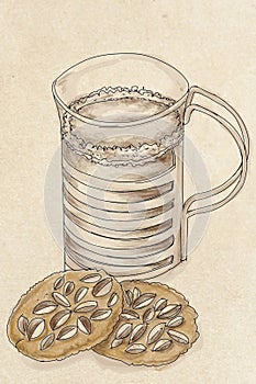 Milk and biscuits, breakfast