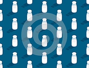 Milk bottle 3d isometric seamless pattern, World Milk Day 2022 concept design poster and social banner post horizontal