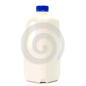 Milk Bottle with blud Cap Isolated on White Background