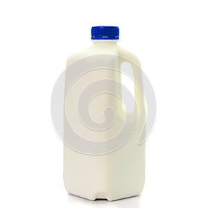 Milk Bottle with blud Cap Isolated on White Background