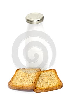 Milk bottle and bread