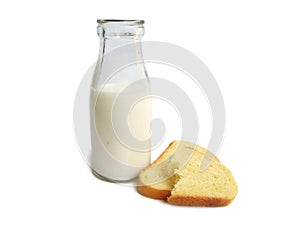 Milk bottle with bread photo