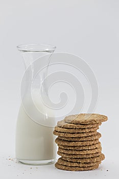 Milk bottle and cookies
