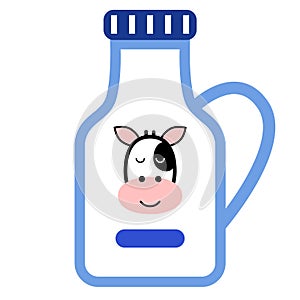 Milk bottle flat illustration on white