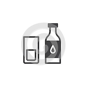 Milk bottle and glass icon vector