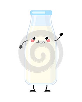 Milk bottle vector characters isolated on white background. Kaw