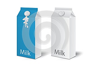 Milk boxes, Juice boxes set Vector realistic. Mock-up packages. White paper drink packaging 3D. product design