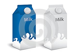 Milk boxes, Juice boxes set Vector realistic. Mock-up packages. White paper drink packaging 3D. product design