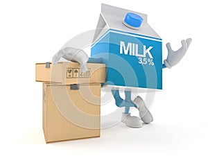 Milk box character with boxes