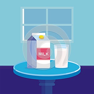 Milk box Package vector illustration, with flat design