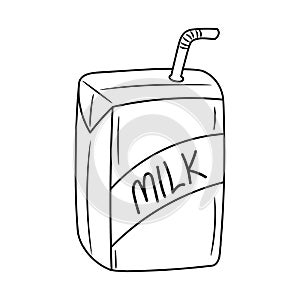 Milk Box with Hand drawn vector illustration