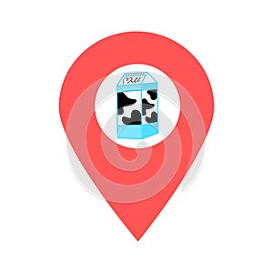 Milk box location map pin pointer icon. Element of map point for mobile concept and web apps. Icon for website design and app deve photo
