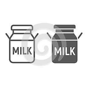 Milk can line and glyph icon, farming