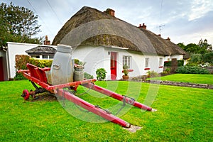 Milk cart at the cottage houses in Adare, Ireland