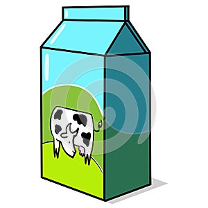 Milk carton illustration on white background photo