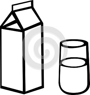 milk carton and glass vector illustration