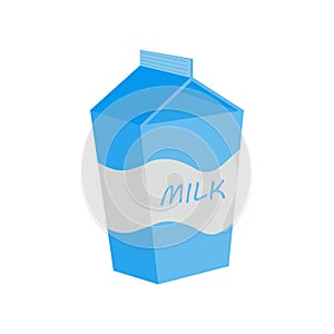 Milk in carton package. Isolated vector illustration in flat cartoon style.