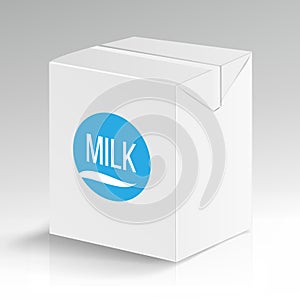 Milk Carton Package Vector Blank. White Carton Branding Box Isolated. Empty Clean Cardboard Package Drink Milk Box Blank