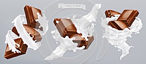 Milk and chocolate, 3d vector icon