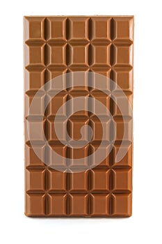 Milk chocolate bar over white