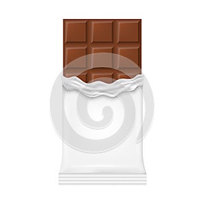 Milk chocolate bar in a white wrapper. Vector illustration