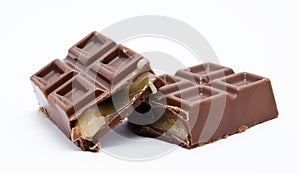 Milk chocolate bars stack isolated on a white