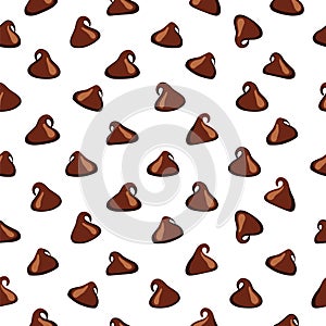 Milk chocolate chips on white background.Milk chocolate chip background.