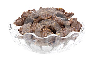 Milk chocolate cornflake clusters in dish