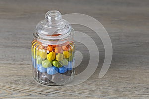 Milk chocolate Peanuts in a glass jar