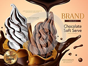 Milk and chocolate soft serve photo