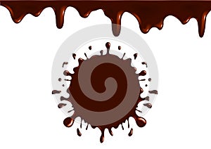 Milk chocolate splash logo , icon and . tasty chocolate milk