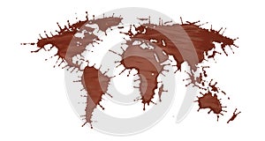 Milk Chocolate Splash in Shape of World Map