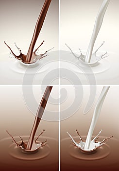 Milk Chocolate Splash Stream Flow on Background