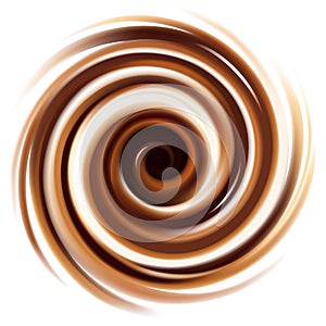 Milk and chocolate swirl, abstract cream texture background