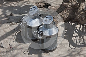 Milk churns, Jaipur city wall, the Pink City