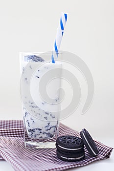 Milk cocktail with biscuit cookies