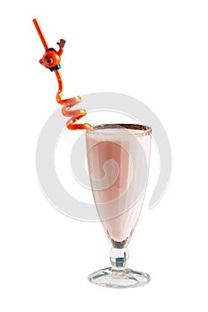 Milk cocktail over white background