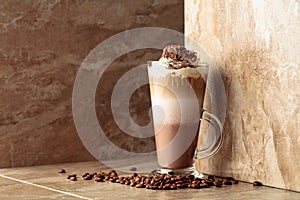 Milk coffee cocktail with whipped cream