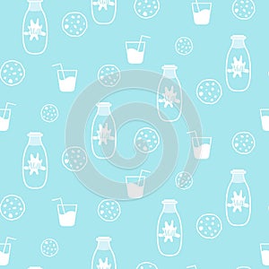 Milk and cookie seamless vector pattern.