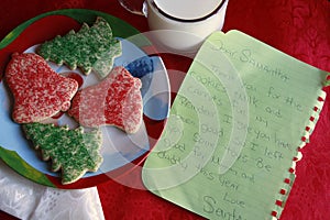 Milk and cookies for santa and letter from santa
