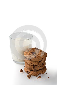 Milk & Cookies on a White Background