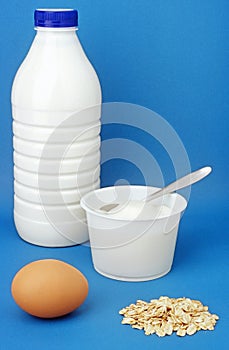 Milk curd egg, oat flakes