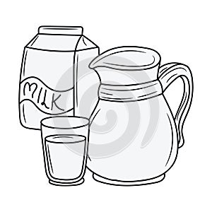 Milk drink vector illustration, outline vector style