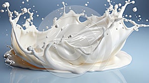 Milk Drops and Splashes isolated on White Blurred Background