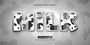 Milk editable text effect vector