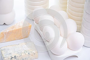 Milk eggs cheese fresh refrigerator. diet food