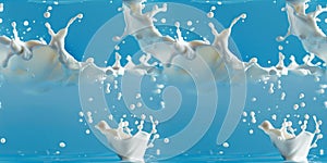 Milk fluid splash drop blue seamless background pattern background